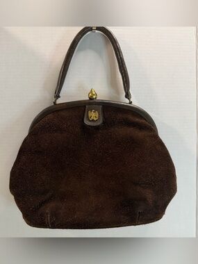 60s Dark Brown Suede Top-Handle Satchel